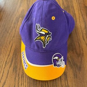 Minnesota Vikings NFL Team Apparel Purple & Gold Embroidered Baseball Cap Hat‎